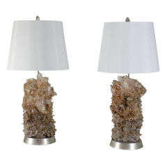 Pair of Rock Crystal Lamps by Carole Stupell