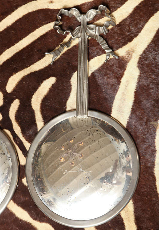 Fabulous Pair of Convex Mercury Glass with French Bow