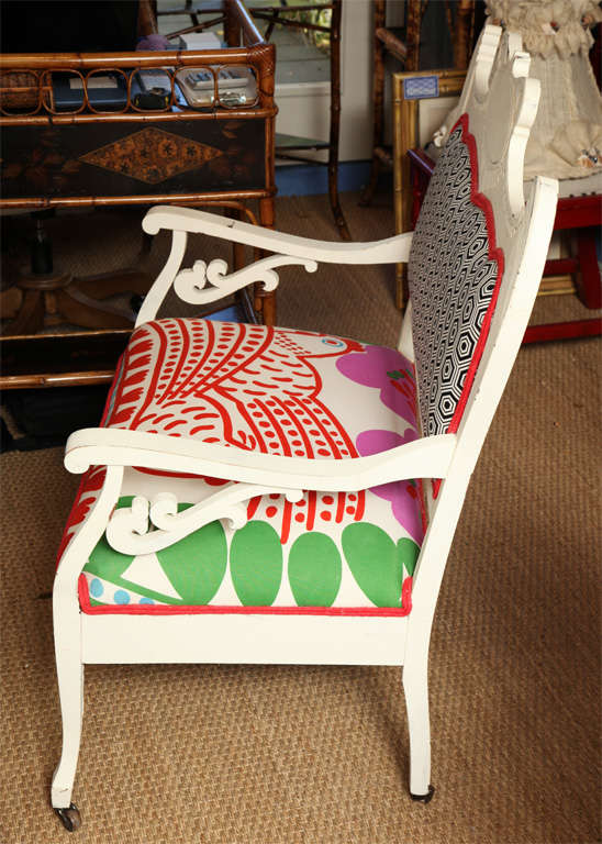 Vintage seettee on wheels with Merimekko Fabric from Finland  from the 1960's.