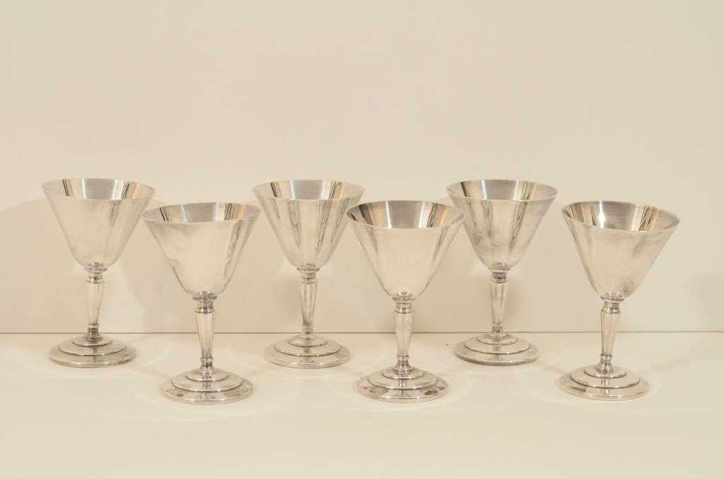 Set of Six Cocktail Glasses by Mappin & Webb For Sale 3