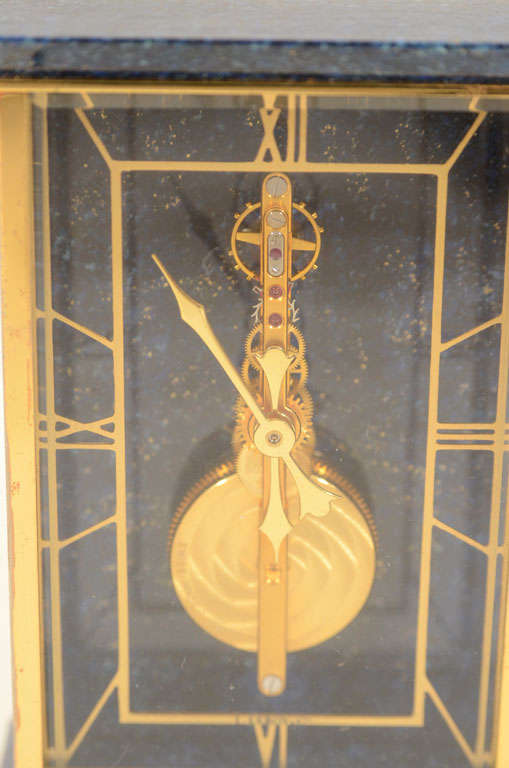 Swiss Jaeger-LeCoultre Gilt and Faux Lapis Desk Clock