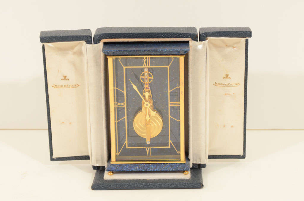Jaeger-LeCoultre Gilt and Faux Lapis Desk Clock 3