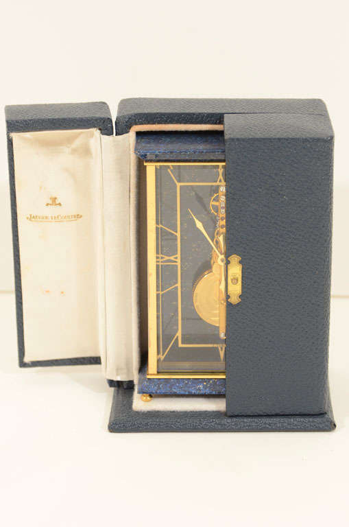 Jaeger-LeCoultre Gilt and Faux Lapis Desk Clock 4