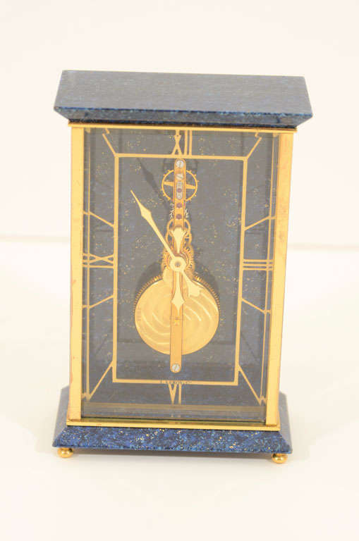 Jaeger-LeCoultre Gilt and Faux Lapis Desk Clock 6