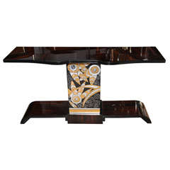 French Art Deco/ Art Moderne Macassar Ebony Console Table