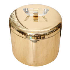 Stylish High Polished Brass Ice Bucket w/ Lucite Handle