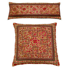 Vintage Two Chinese Silk Embroidery Pillows