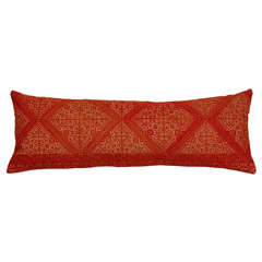 Vintage Moroccan Fez Embroidery Bolster Pillow