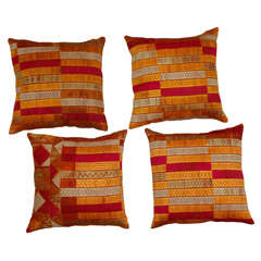 Four Indian Embroidery Phulkari Pillows