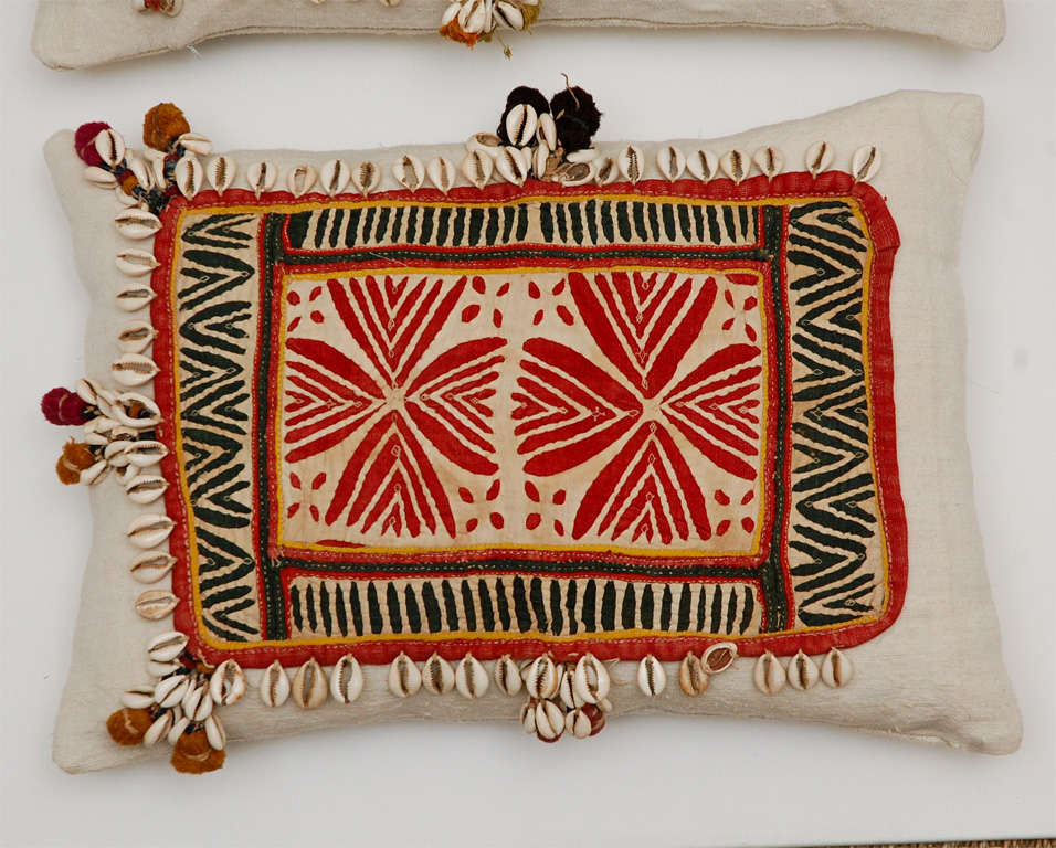 Two Vintage Indian Banjara Gala Applique Pillows
