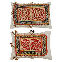 Two Vintage Indian Banjara Gala Applique Pillows