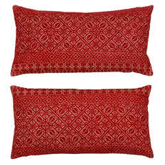 Pr. of Vintage Moroccan Fez Embroidery Pillows.
