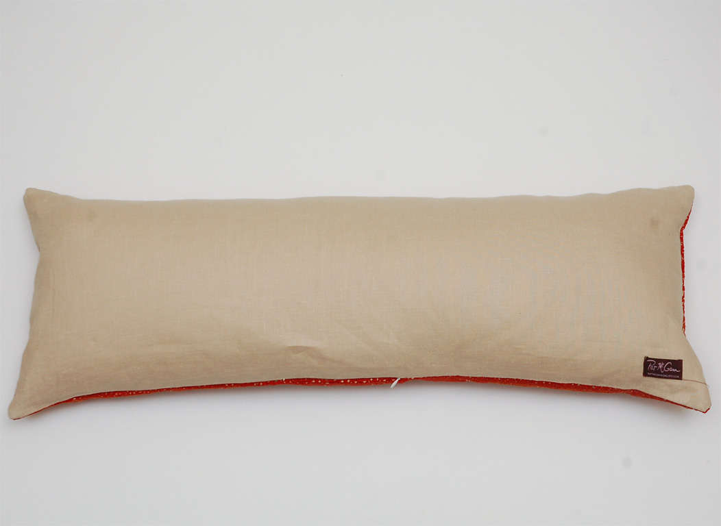 Vintage Moroccan Fez Embroidery Bolster Pillow at 1stdibs