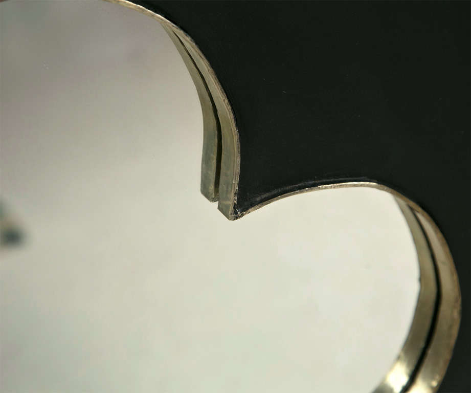 Pair of Decorative Custom Made Quatrefoil Design Mirrors with Gilt Frame and Black Background