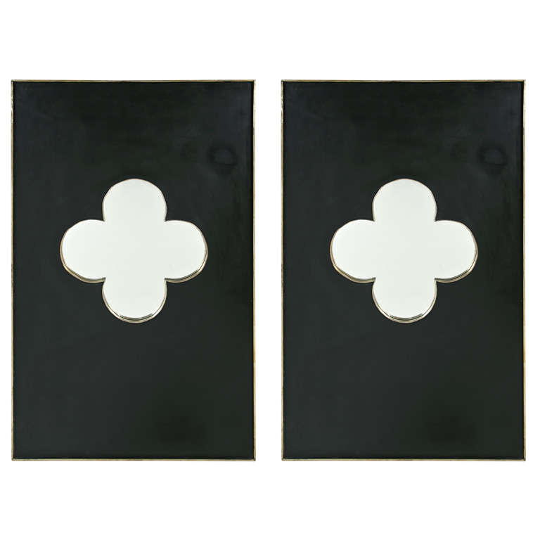 Pair of Decorative Quatrefoil Designed Mirrors
