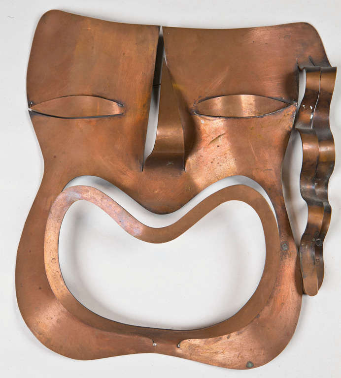 Francisco Rebajes (1905-1990) Copper Comedy & Tragedy Wall Sculptures 3