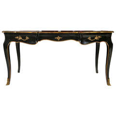 Louis XV Style Black Lacquered Bureau Plat