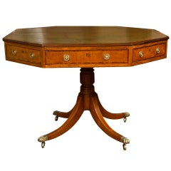 Regency Leather Top Octagonal  Table