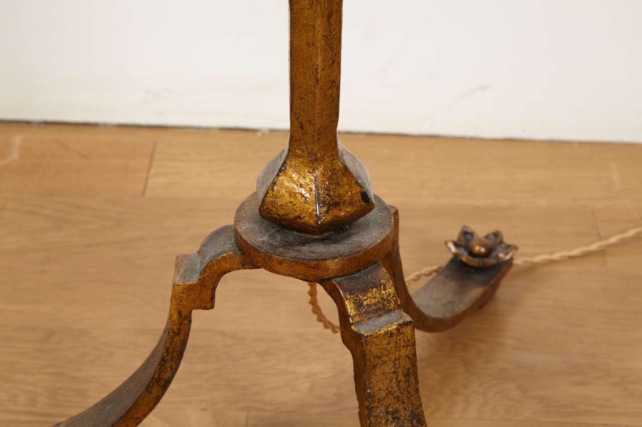 French Rare Gilt Iron Floor Lamp By Maison Ramsay, 1945-50.