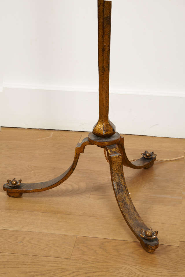 Mid-20th Century Rare Gilt Iron Floor Lamp By Maison Ramsay, 1945-50.
