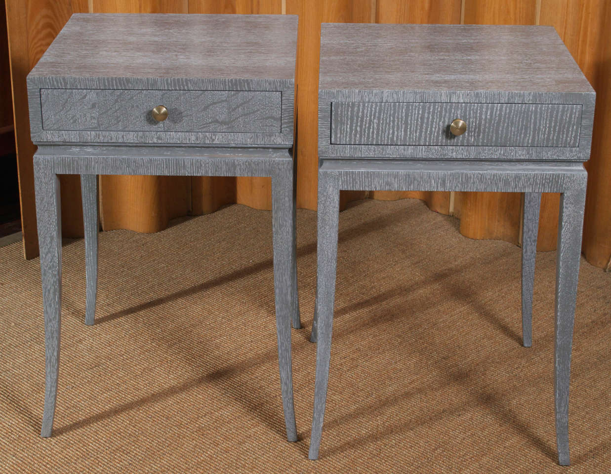 Neoclassical Pair of Elegant Cerused Nightstands/End Tables