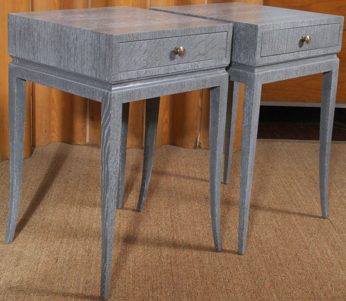 American Pair of Elegant Cerused Nightstands/End Tables