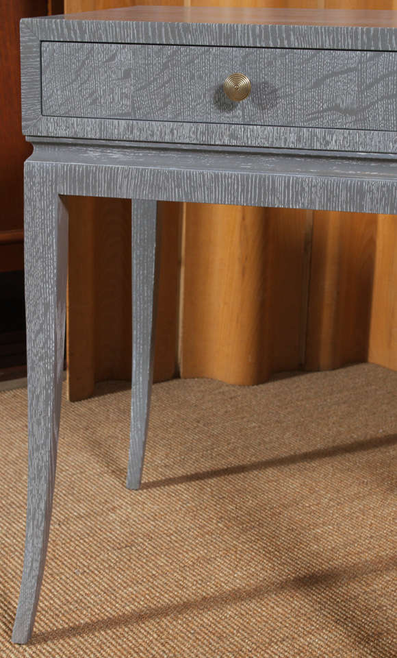 Oak Pair of Elegant Cerused Nightstands/End Tables