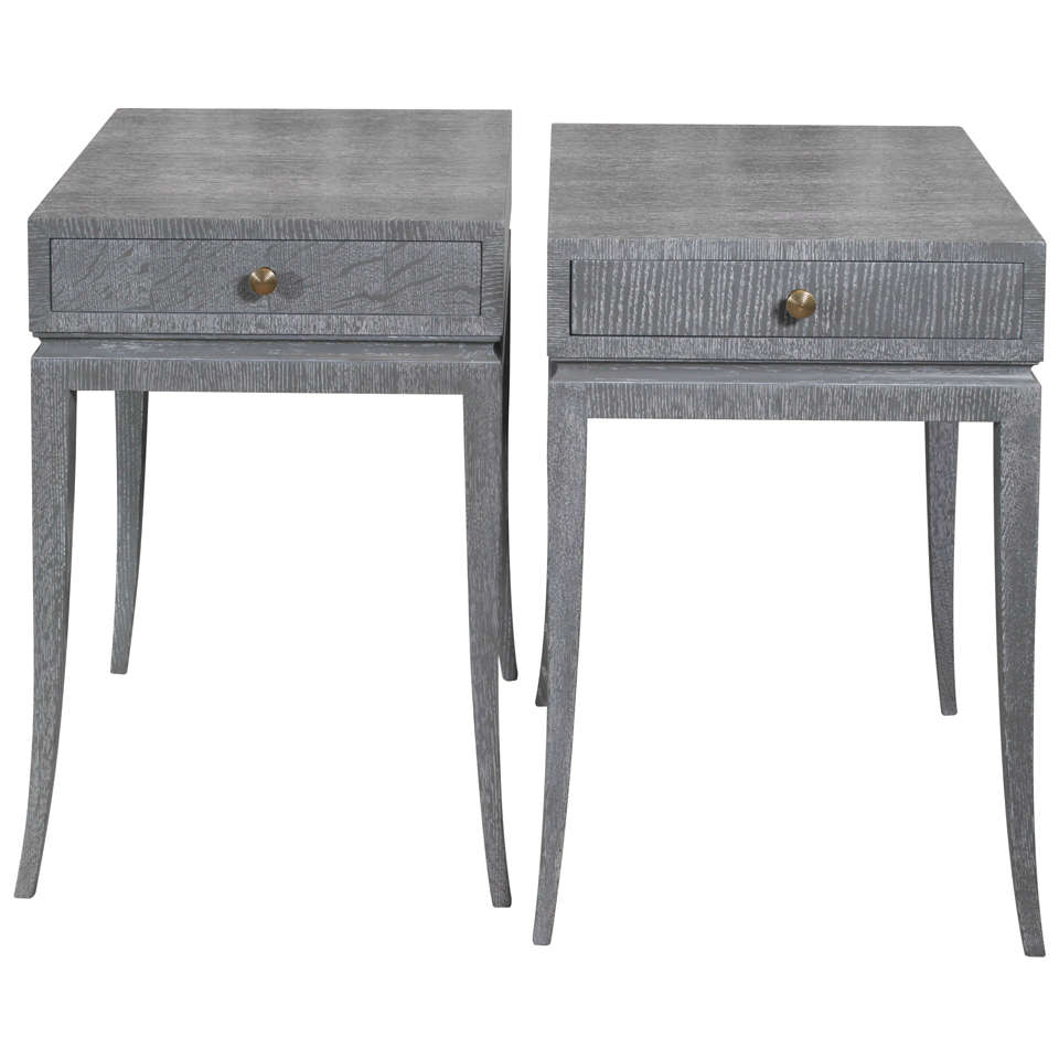 Pair of Elegant Cerused Nightstands/End Tables