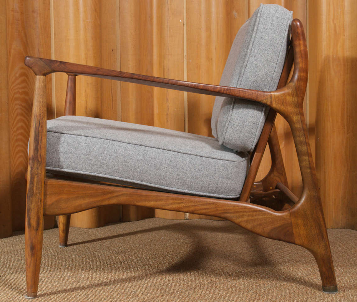 Walnut Lounge Chair at 1stdibs