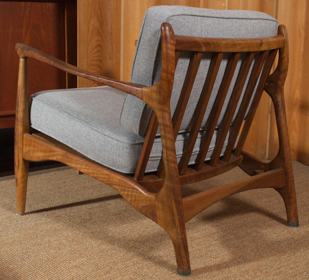 Walnut Lounge Chair at 1stdibs