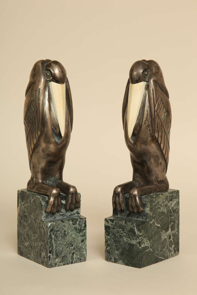 French Art Deco Chryselephantine Bookends by Marcel-André Bouraine For Sale