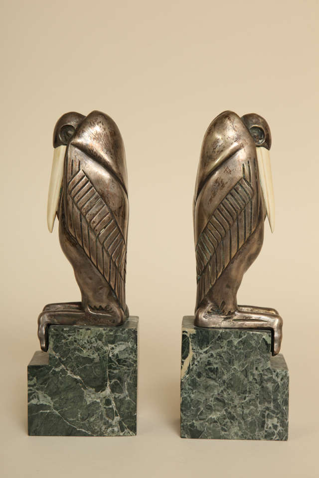 Art Deco Chryselephantine Bookends by Marcel-André Bouraine In Good Condition For Sale In New York, NY