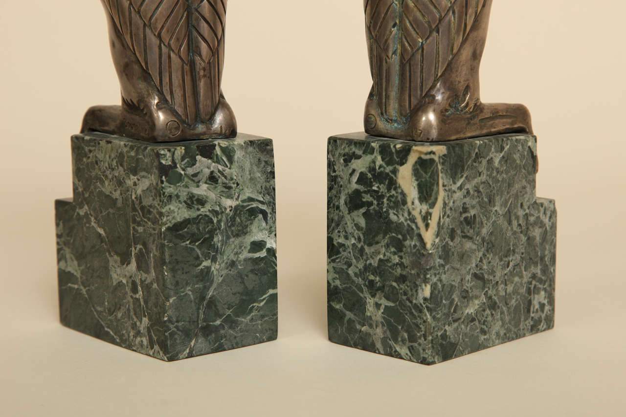 Bronze Art Deco Chryselephantine Bookends by Marcel-André Bouraine For Sale