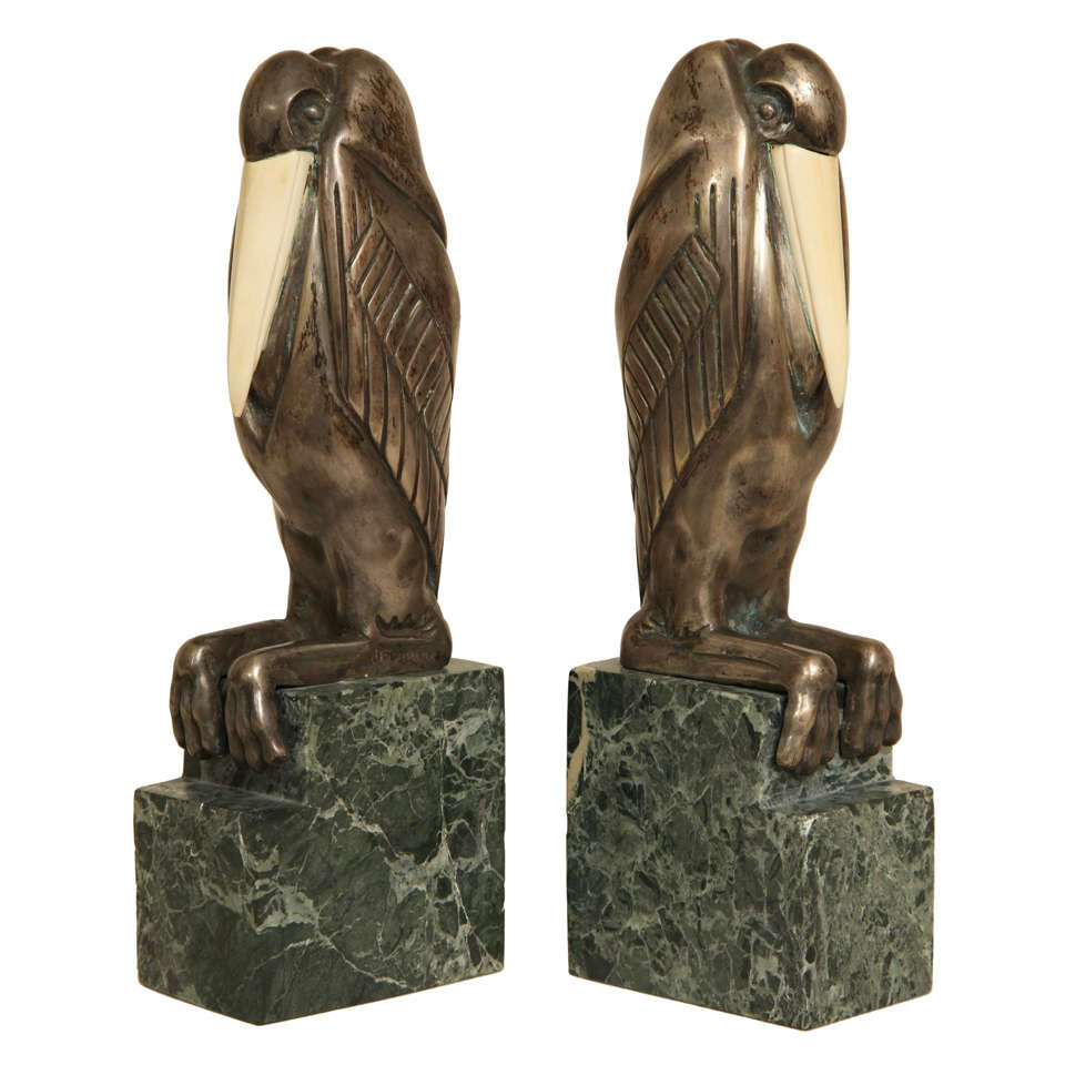 Art Deco Chryselephantine Bookends by Marcel-André Bouraine For Sale