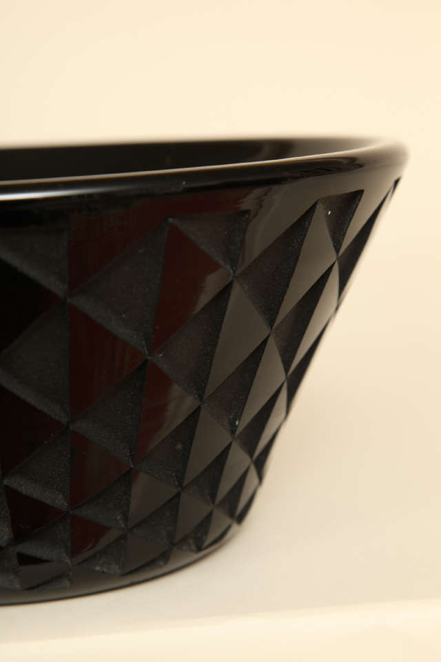 Art Deco Black Etched Glass Bowl by Jean Luce In Excellent Condition In New York, NY