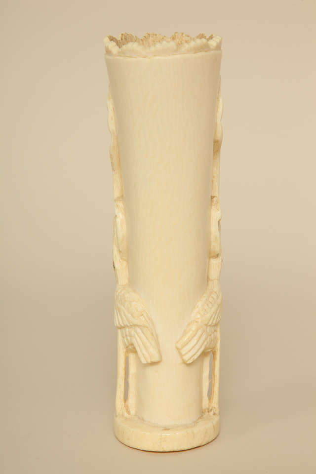 Belgian Art Deco Carved Bone Vase For Sale 1