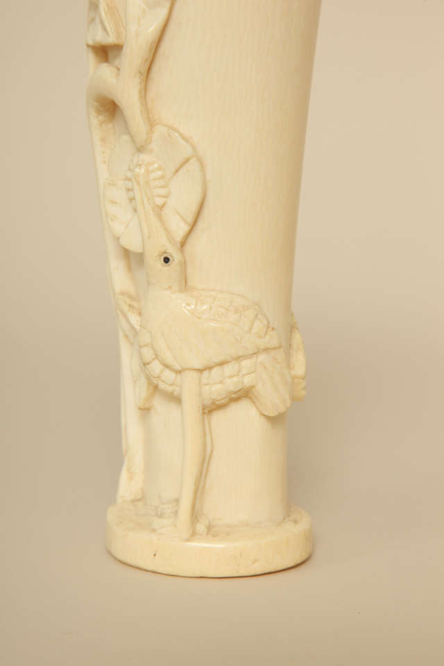 Belgian Art Deco Carved Bone Vase For Sale 2