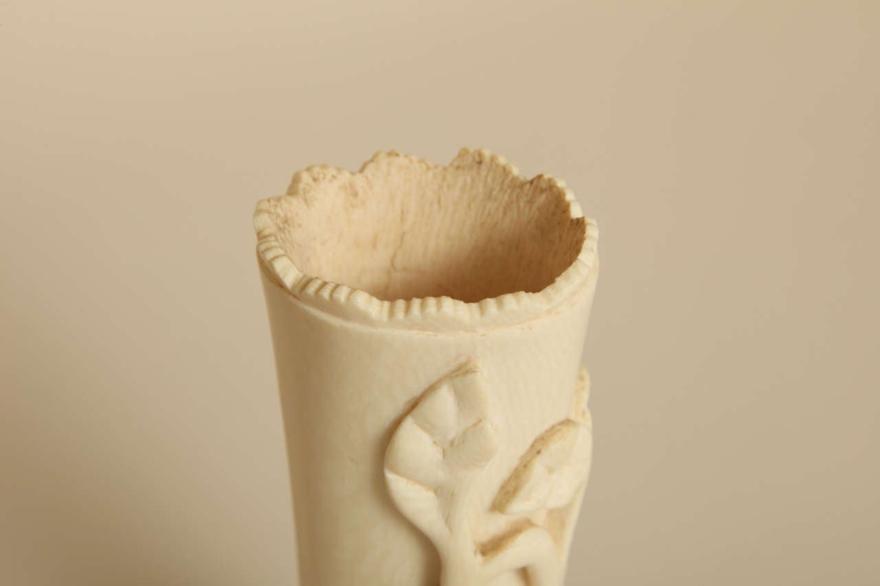 Belgian Art Deco Carved Bone Vase For Sale 3