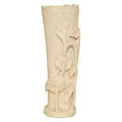 Belgian Art Deco Carved Bone Vase