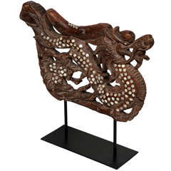 Inlaid Carved Wood Dragon