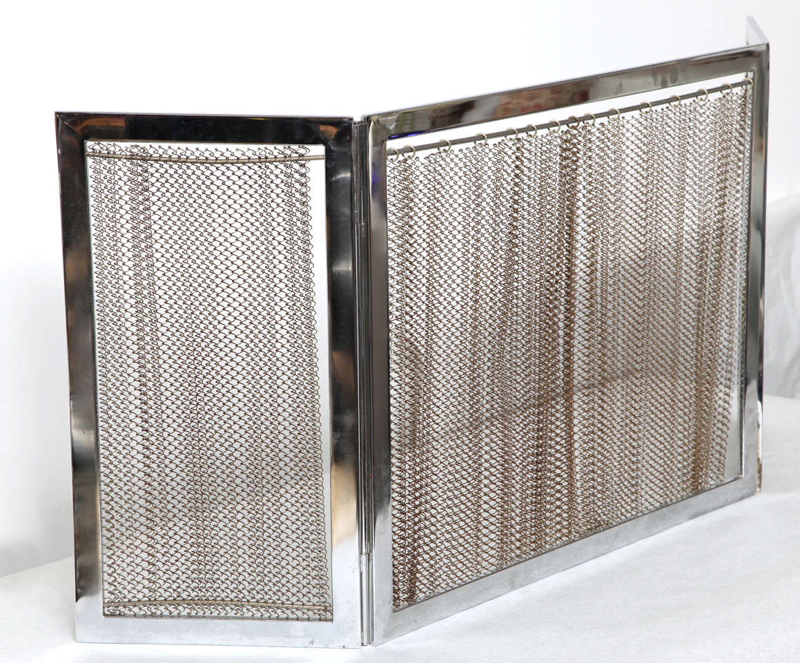Chrome and Metal Fireplace Screen For Sale at 1stDibs | chrome fireplace  screen, metal fire screen, chrome fire screen