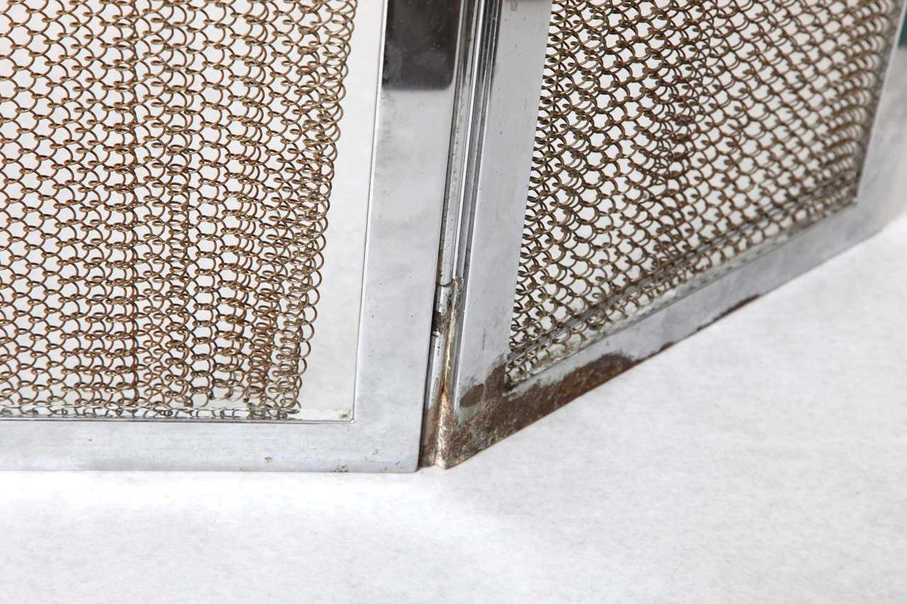 Mid-Century Modern Chrome and Metal Fireplace Screen For Sale