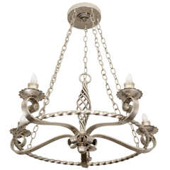 Nickel Plated English Country Chandelier from the turn of the 20th Century