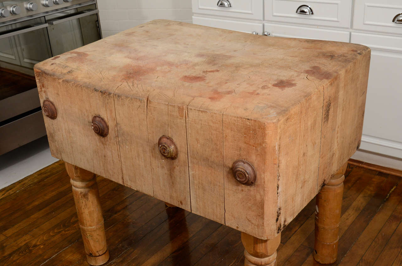 Wood English Butcher Block from the early 19th Century