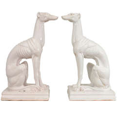 Pair of Blanc de Chine Italian Greyhounds