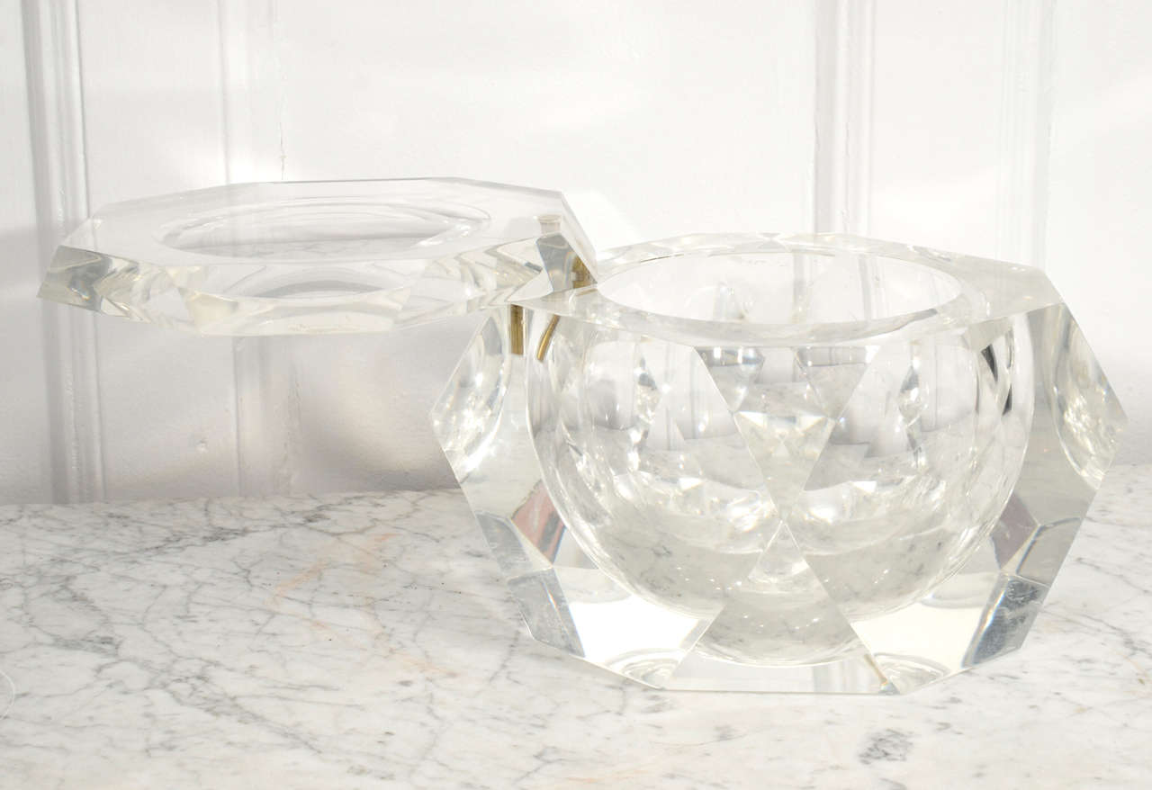 American 1970's Carole Stupell Lucite Ice Bucket with Swivel Top