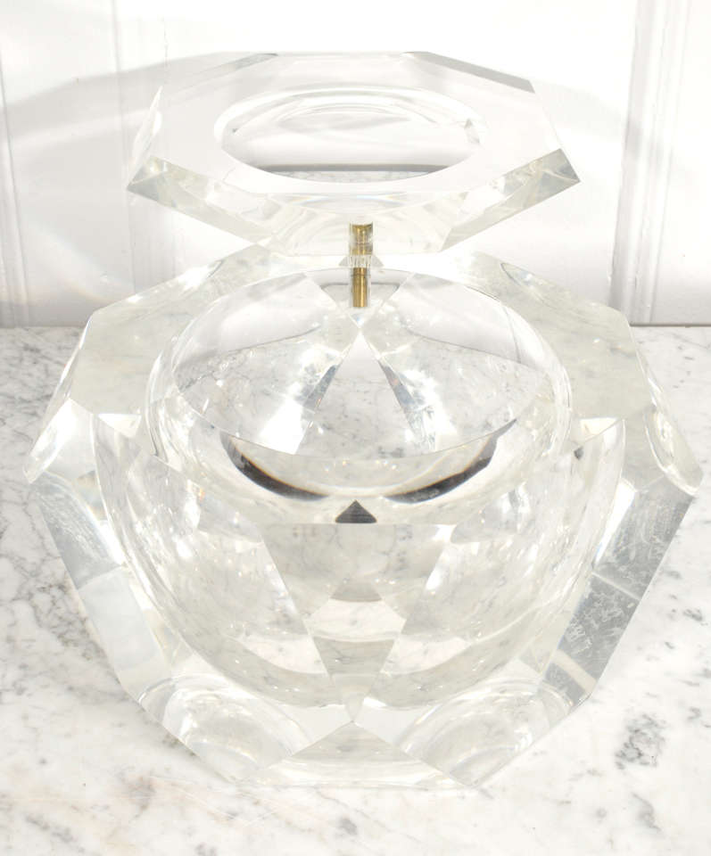 Late 20th Century 1970's Carole Stupell Lucite Ice Bucket with Swivel Top