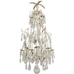 20th Century French Crystal Nickel Plated Chandelier
