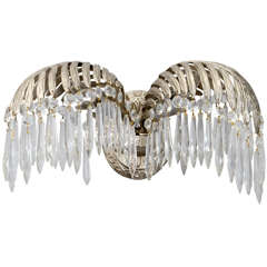 Single Nickel Plated Crystal Palm Tree Sconce