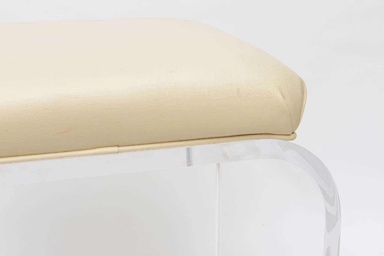 Charles Hollis Jones Style Waterfall Shaped Lucite Vanity Bench with Cushion 3